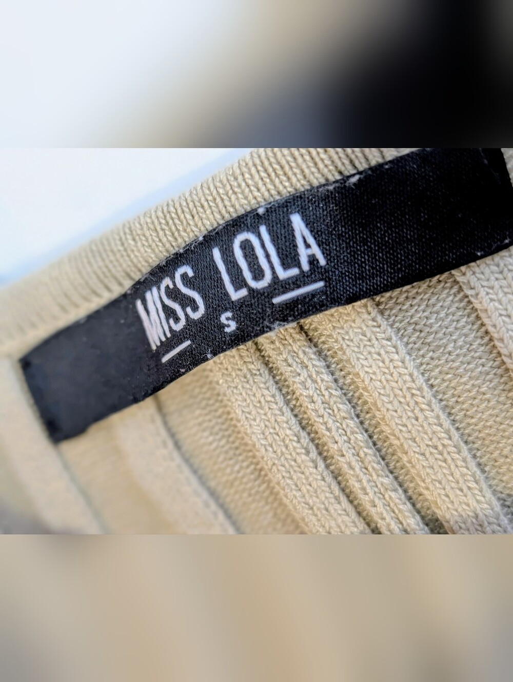 Miss Lola Cream Ribbed Twist Pencil Skirt - Picture 9 of 10